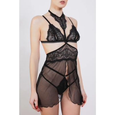 Dorcel 奢華打開薄紗和蕾絲娃娃裝 XS/S碼